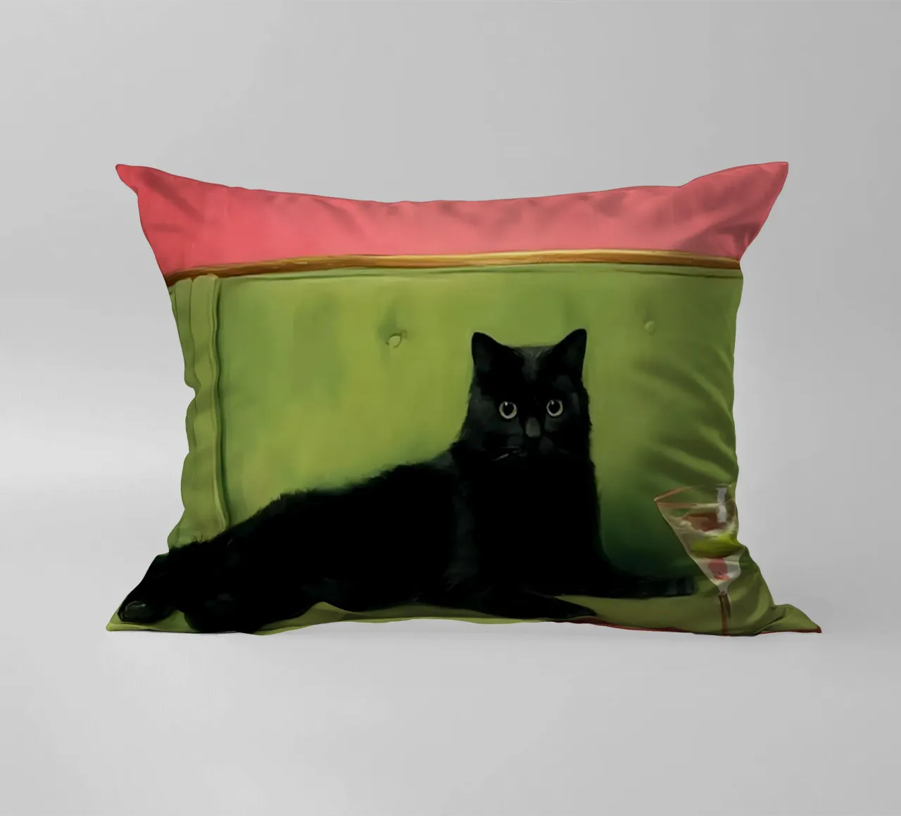 Zwarte Kat met Cocktail kussen van animals_studio