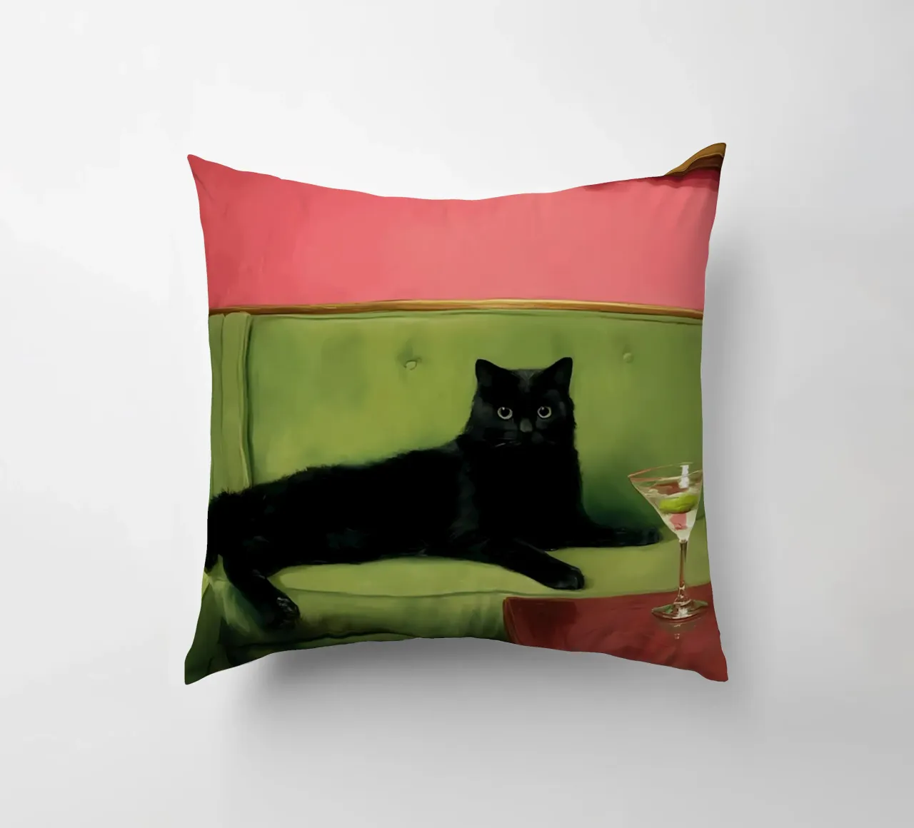 Zwarte Kat met Cocktail kussen van animals_studio