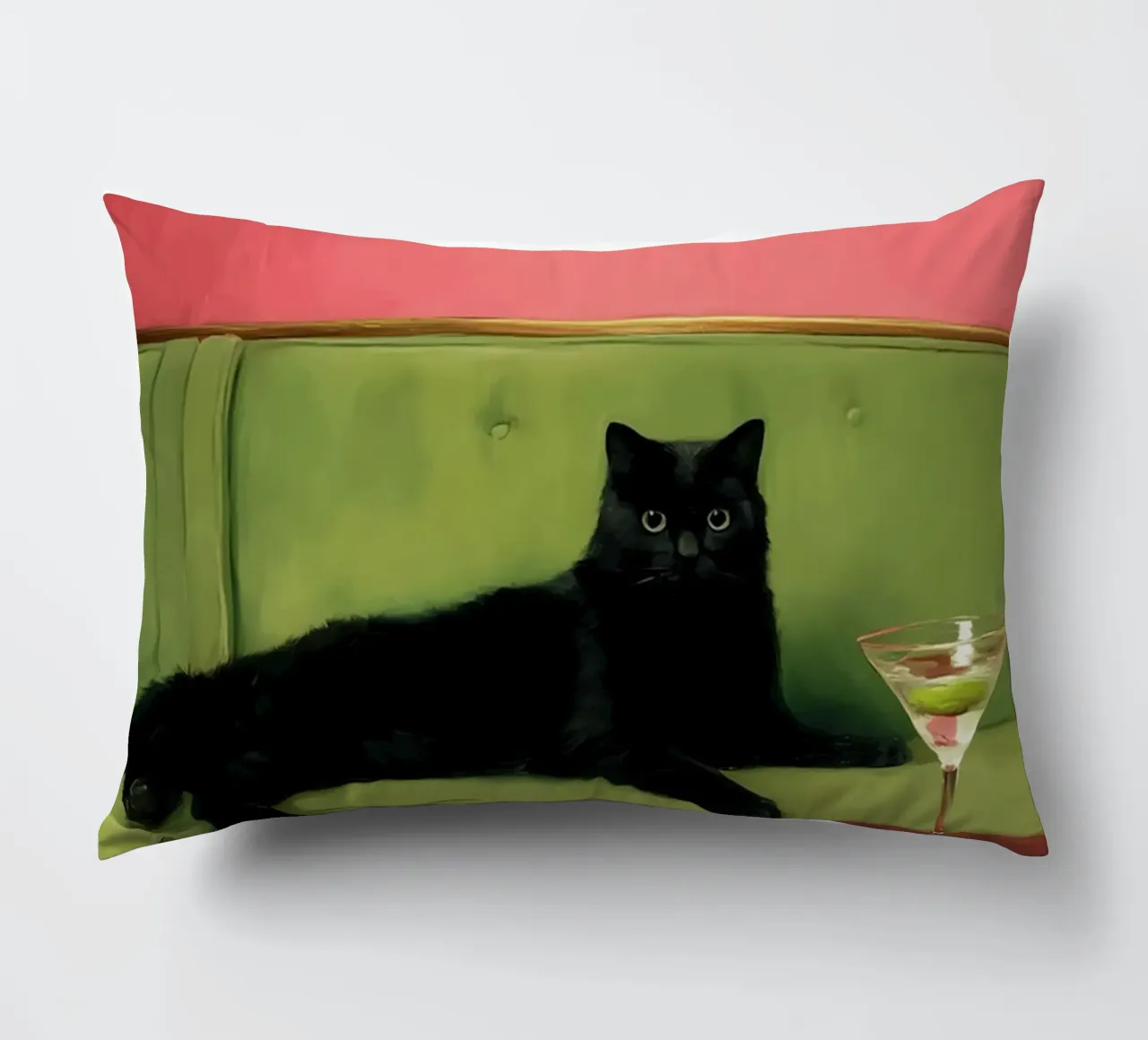 Zwarte Kat met Cocktail kussen van animals_studio