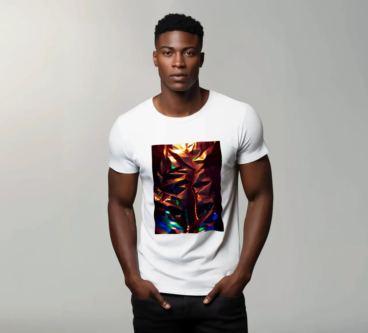 Dynamic abstract background with colors and intricate shapes t-shirt by DesignDoodle
