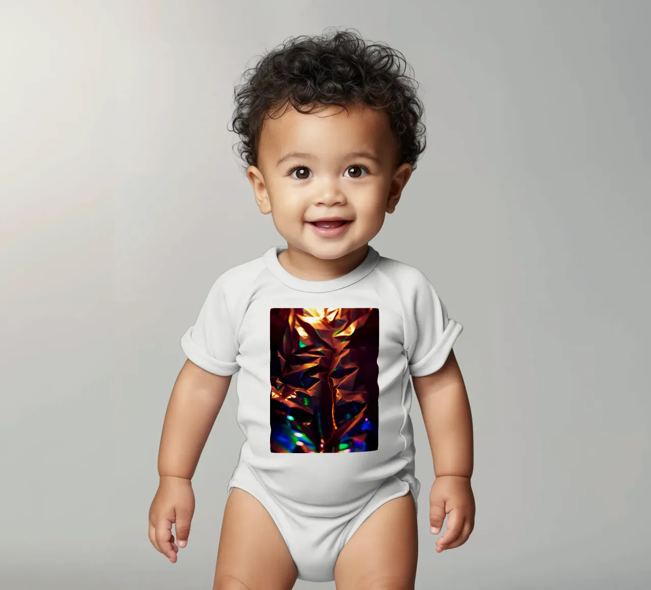 Dynamic abstract background with colors and intricate shapes short-sleeve baby romper by DesignDoodle