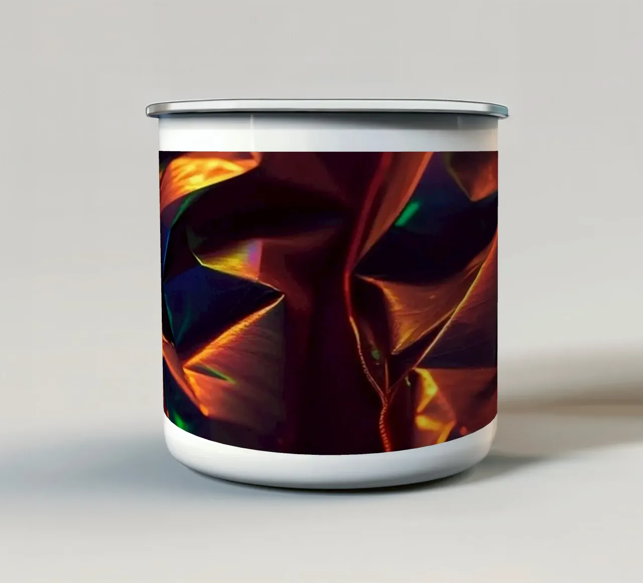Dynamic abstract background with colors and intricate shapes enamel mug by DesignDoodle