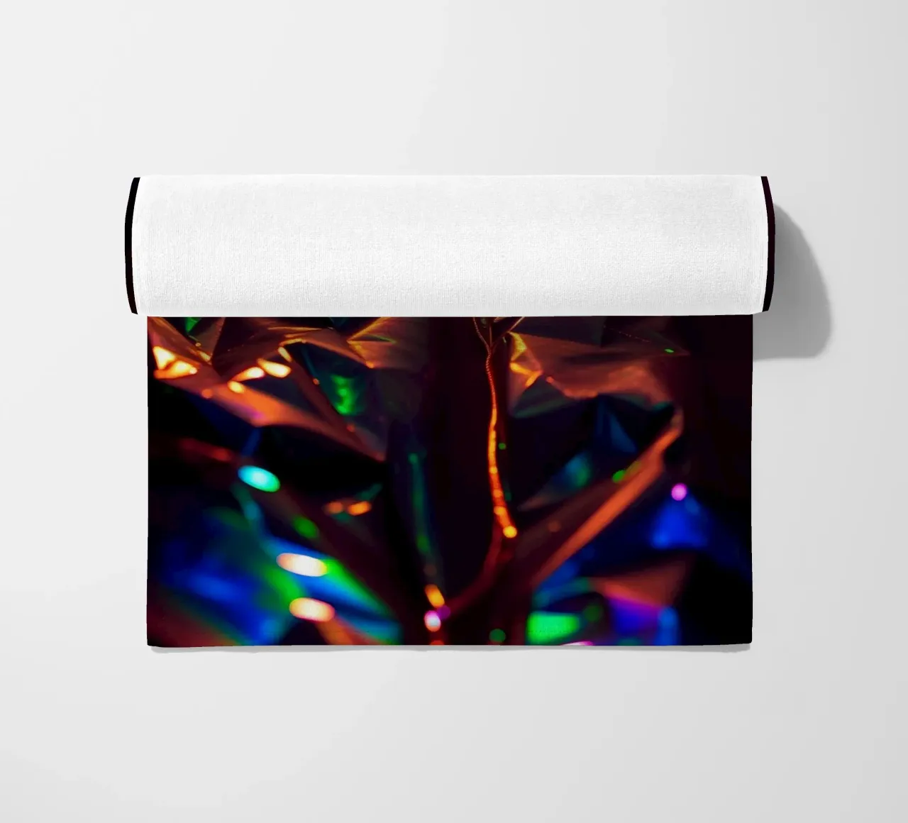 Dynamic abstract background with colors and intricate shapes beach towel by DesignDoodle