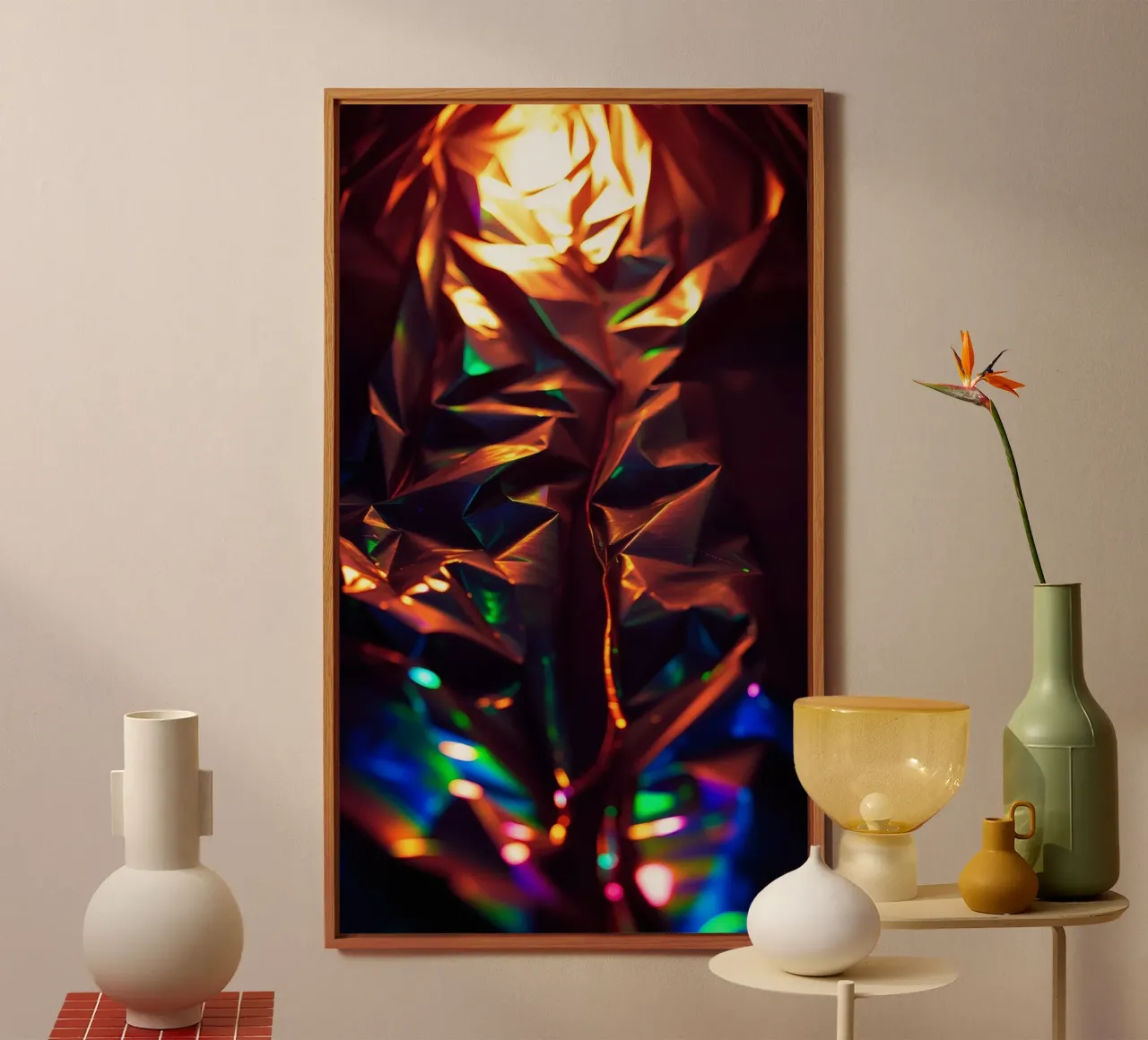 Dynamic abstract background with colors and intricate shapes alu-dibond by DesignDoodle