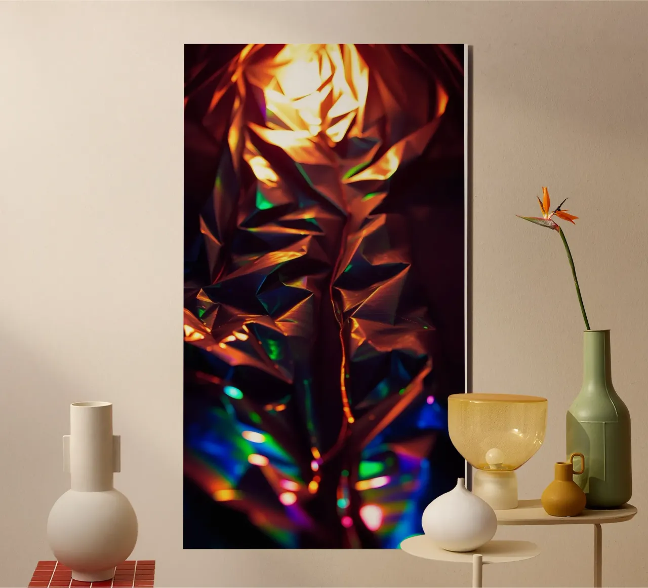 Dynamic abstract background with colors and intricate shapes alu-dibond by DesignDoodle