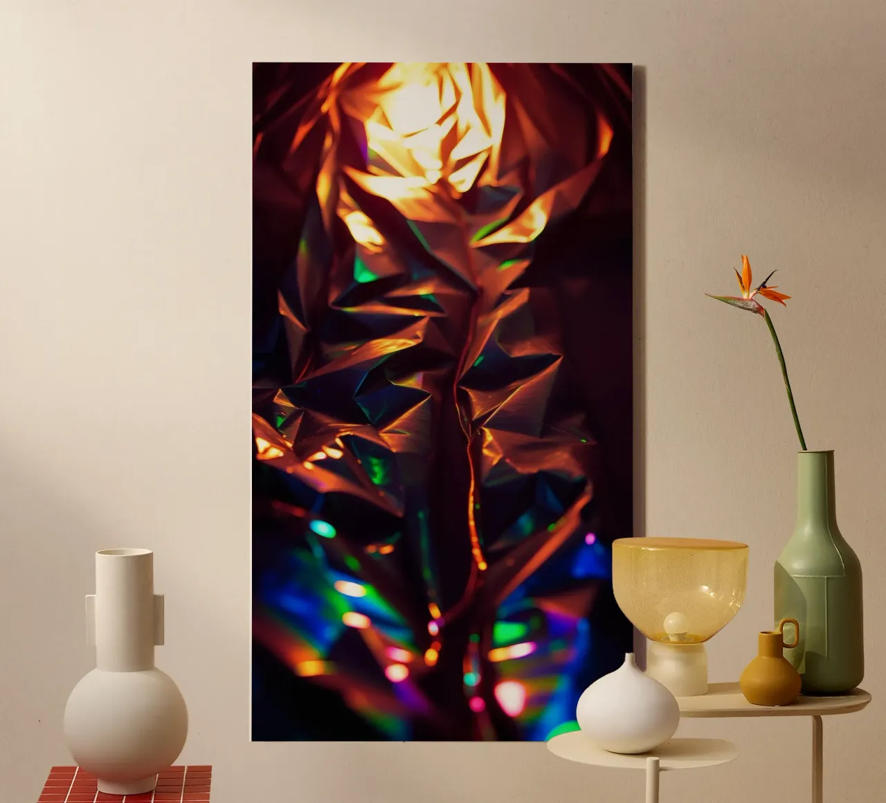 Dynamic abstract background with colors and intricate shapes canvas by DesignDoodle