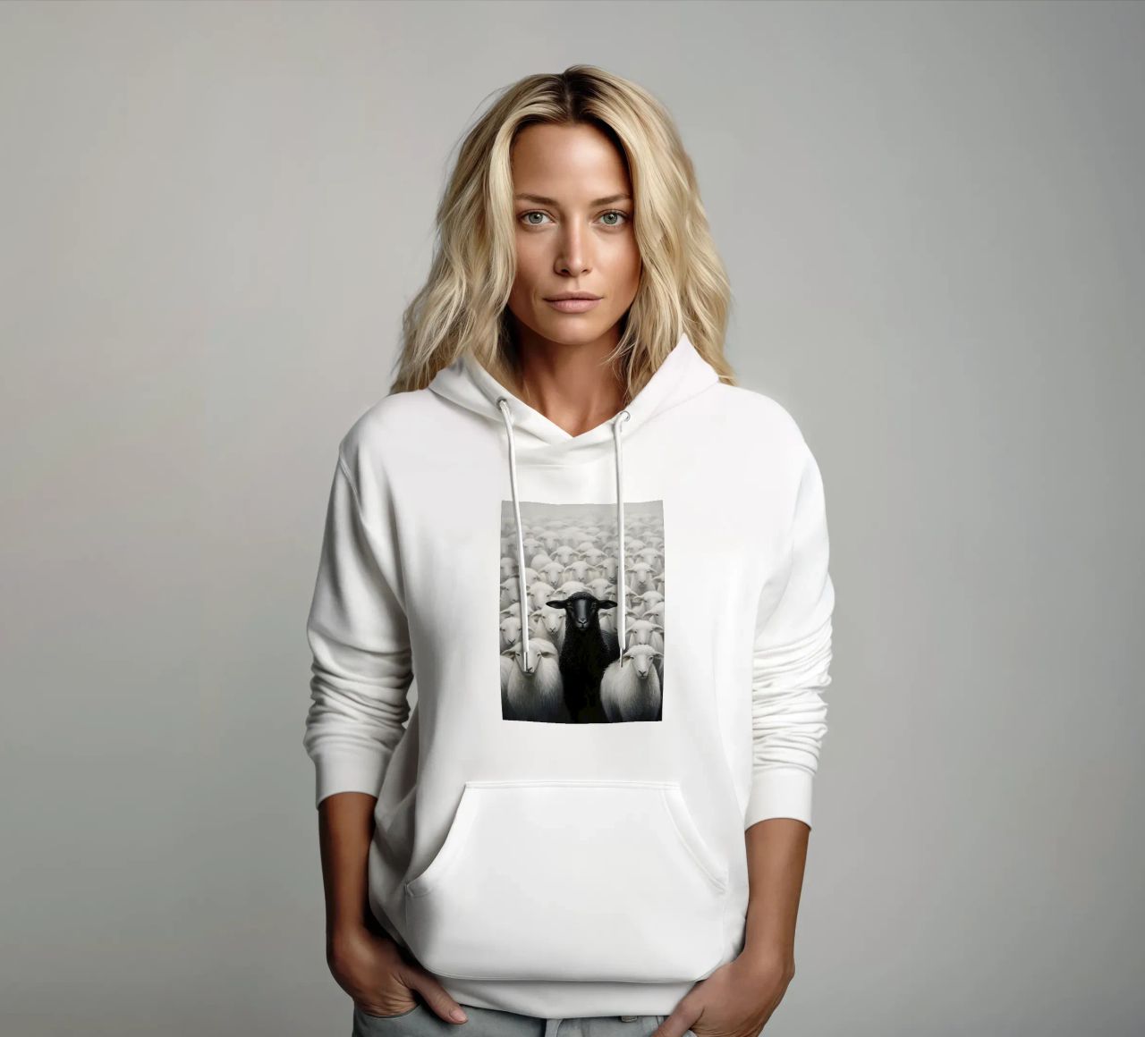 Pecora nera felpa con cappuccio da animals_studio