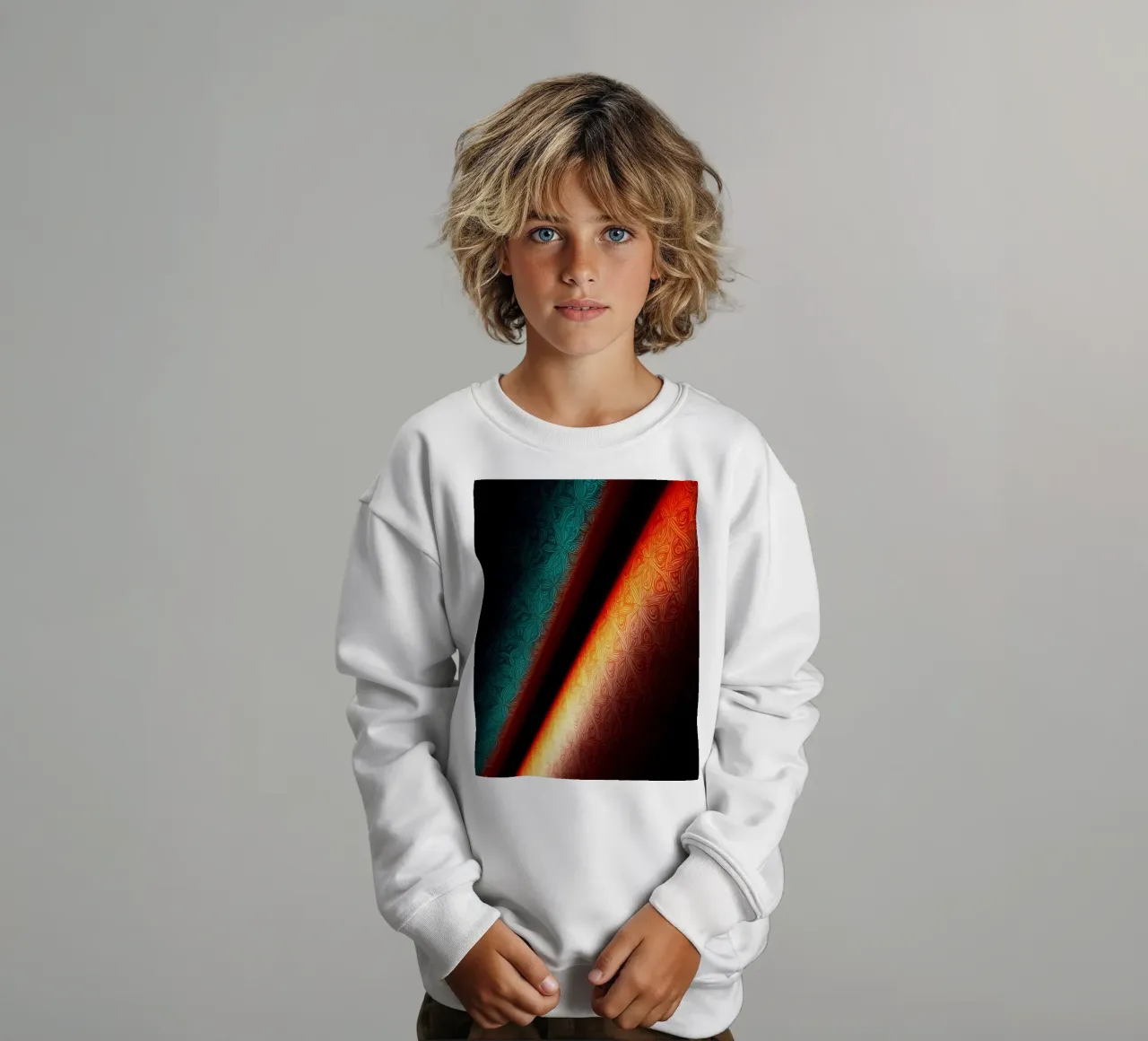 Vibrant abstract colorful patterns and creative gradients kids sweatshirt by DesignDoodle