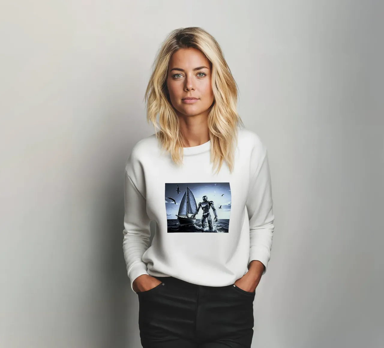 ROBOT AVEC VOILIER. Noir et blanc sudadera de Thierry vobmann photography