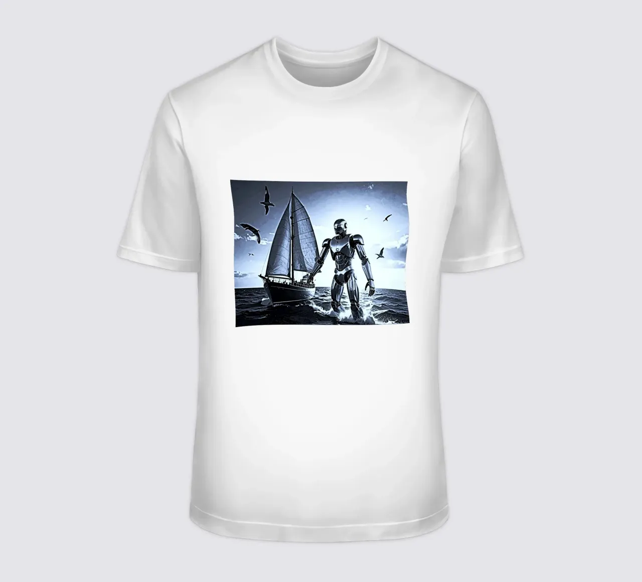 ROBOT AVEC VOILIER. Noir et blanc t-shirt da Thierry vobmann photography