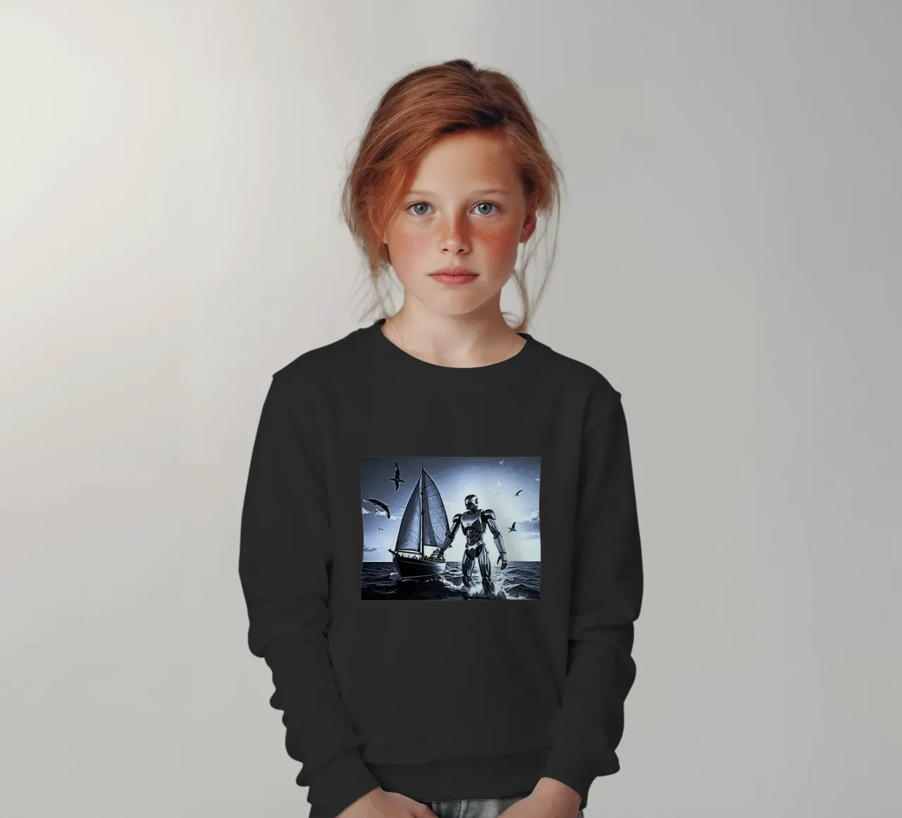 ROBOT AVEC VOILIER. Noir et blanc felpa bambino da Thierry vobmann photography