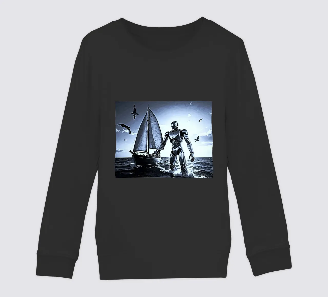 ROBOT AVEC VOILIER. Noir et blanc felpa bambino da Thierry vobmann photography