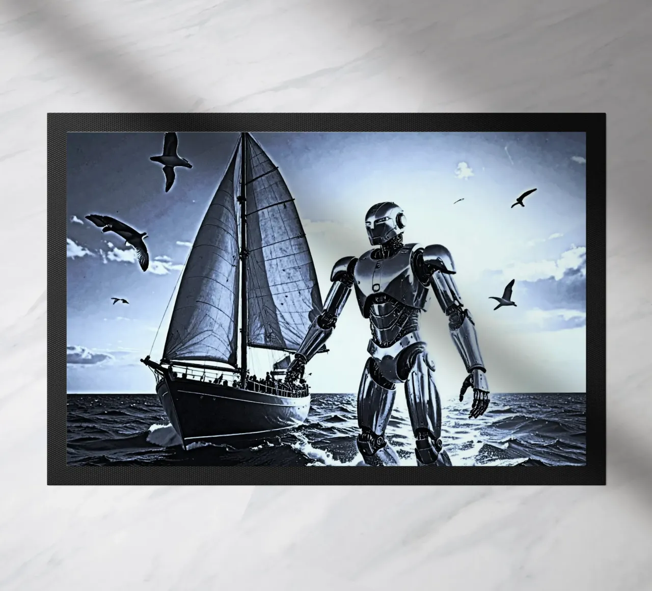 ROBOT AVEC VOILIER. Noir et blanc zerbino da Thierry vobmann photography