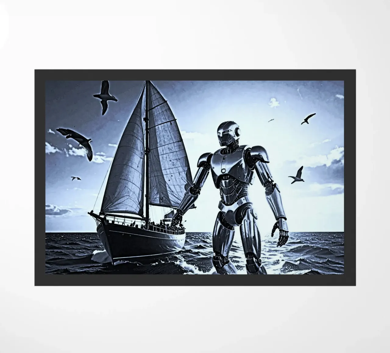 ROBOT AVEC VOILIER. Noir et blanc zerbino da Thierry vobmann photography