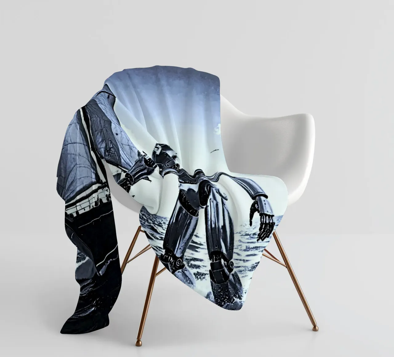 ROBOT AVEC VOILIER. Noir et blanc coperta in pile da Thierry vobmann photography