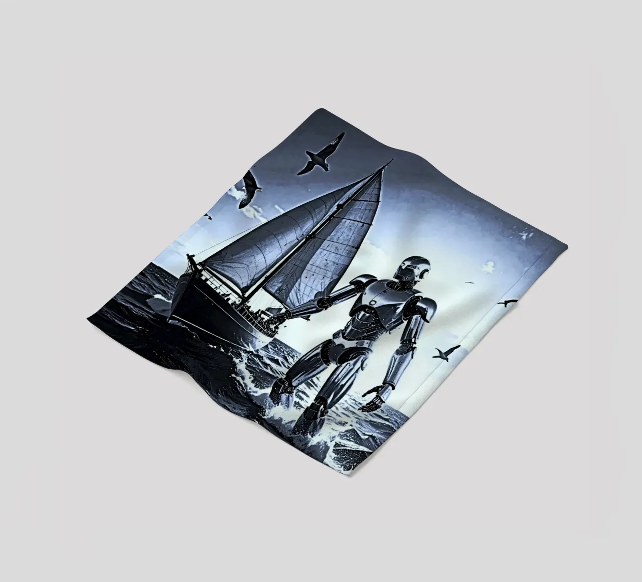 ROBOT AVEC VOILIER. Noir et blanc coperta in pile da Thierry vobmann photography