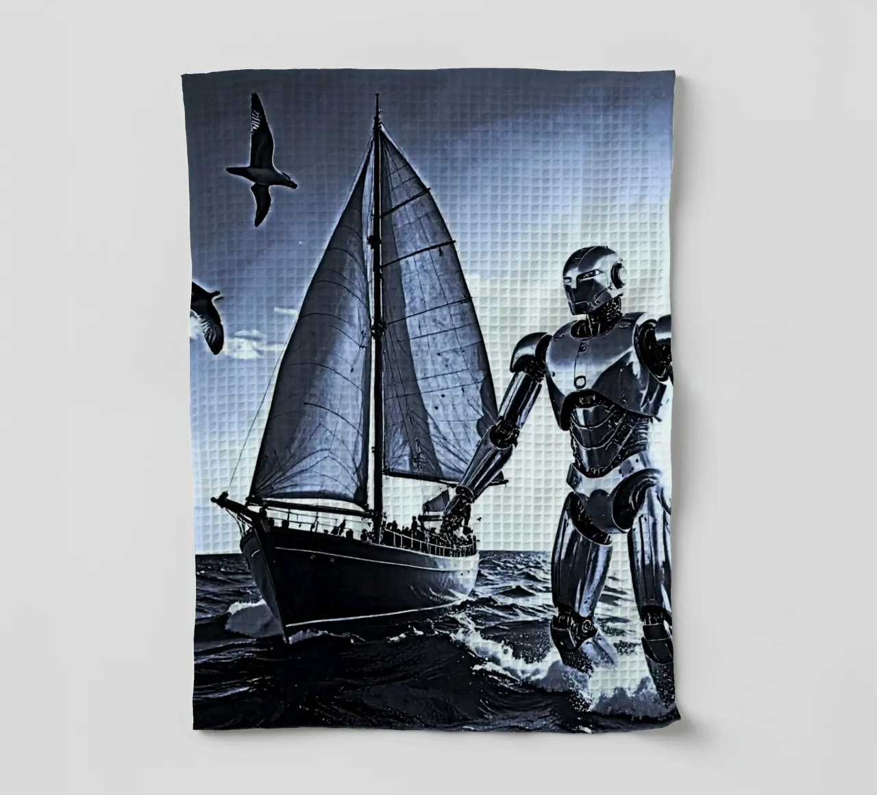 ROBOT AVEC VOILIER. Noir et blanc torchon de Thierry vobmann photography