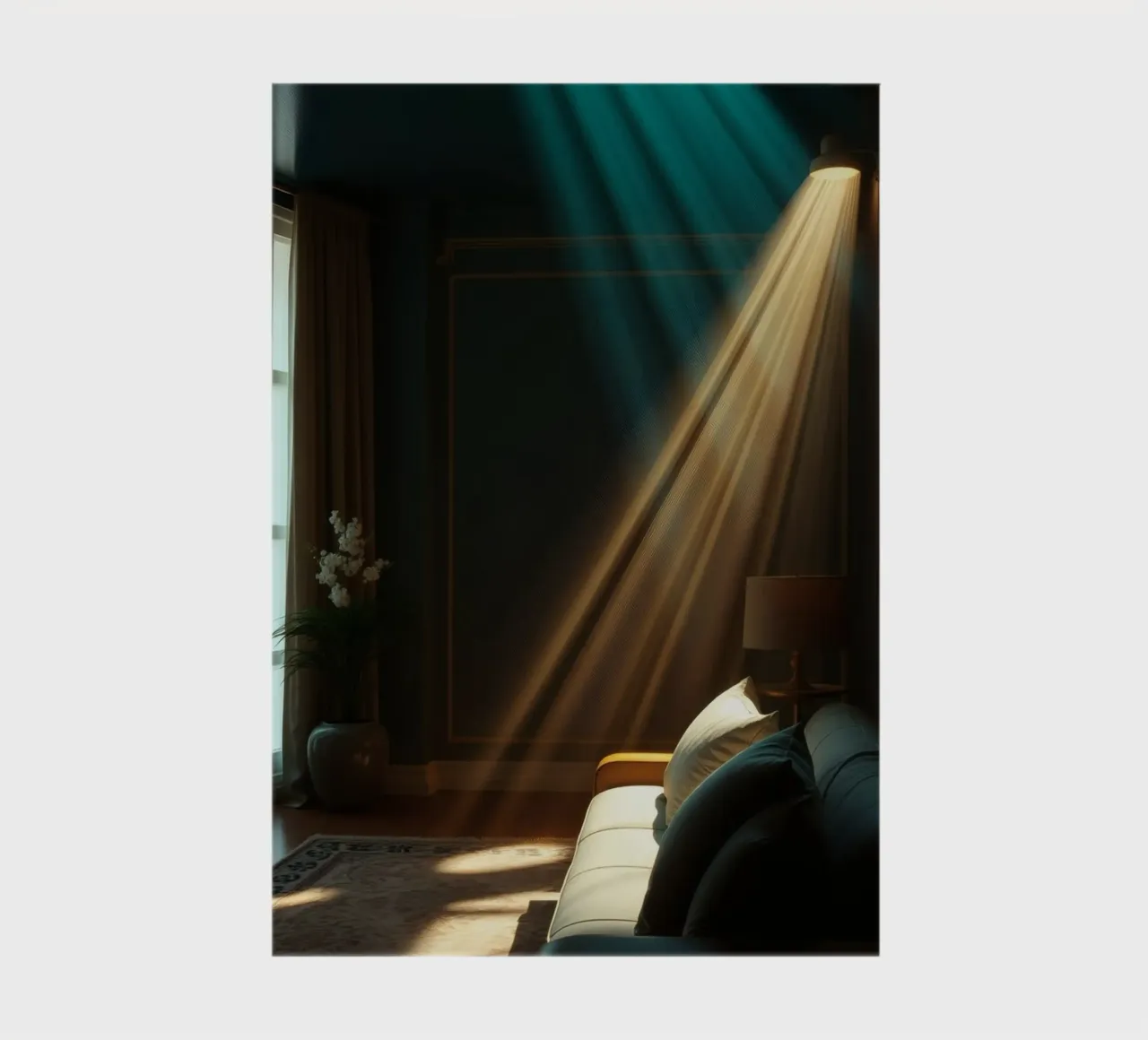 la mise en valeur des poutres lumineuses dans un salon confortable carnet de notes de DesignDoodle