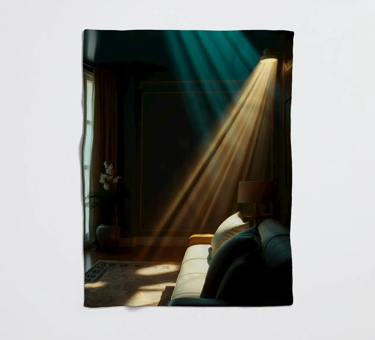 che mette in mostra le calde travi di luce in un accogliente spazio del soggiorno coperta in pile da DesignDoodle