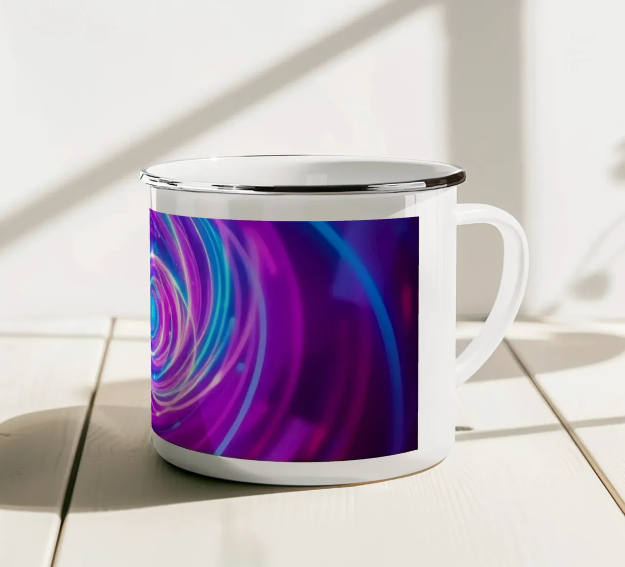 Kleurrijk wervelend abstract achtergrondontwerp emaille mok van DesignDoodle