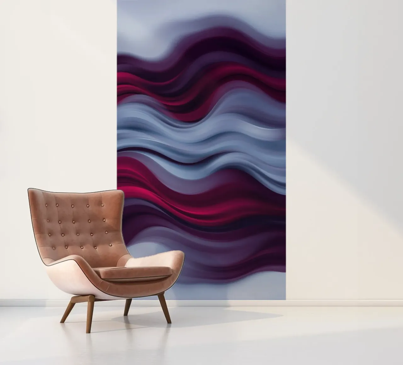 Les vagues abstraites de rouge et de bleu créent un effet apaisant. papier peint photo de DesignDoodle