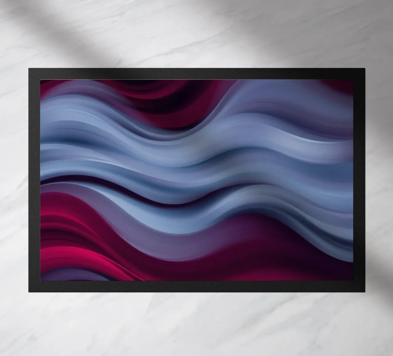 Abstract waves of red and blue create a soothing effect doormat by DesignDoodle