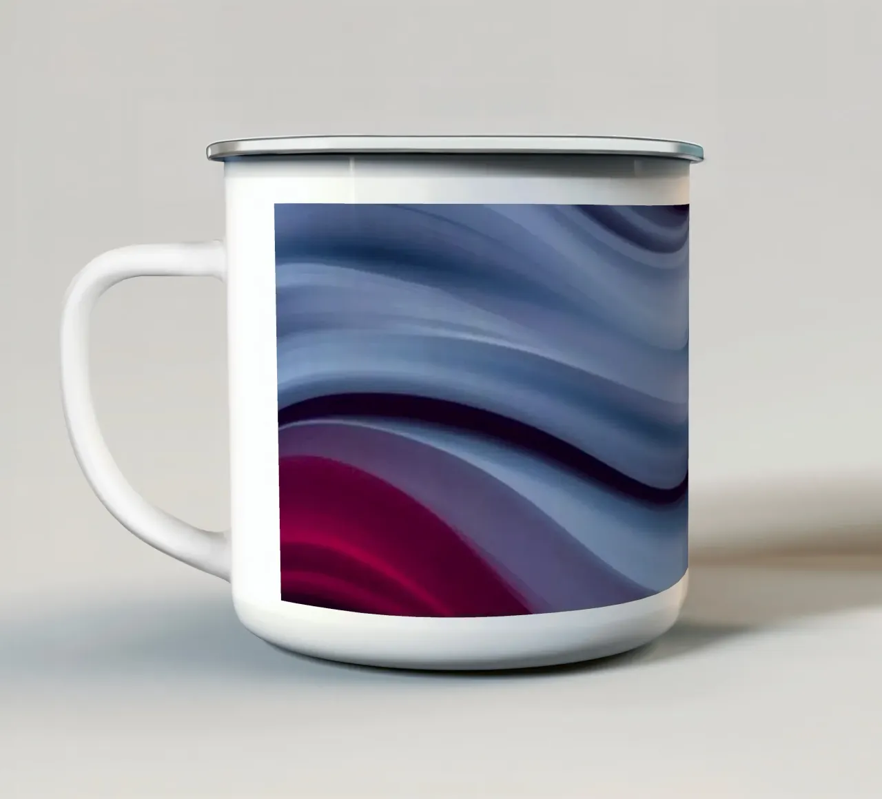Abstracte golven van rood en blauw creëren een rustgevend effect emaille mok van DesignDoodle