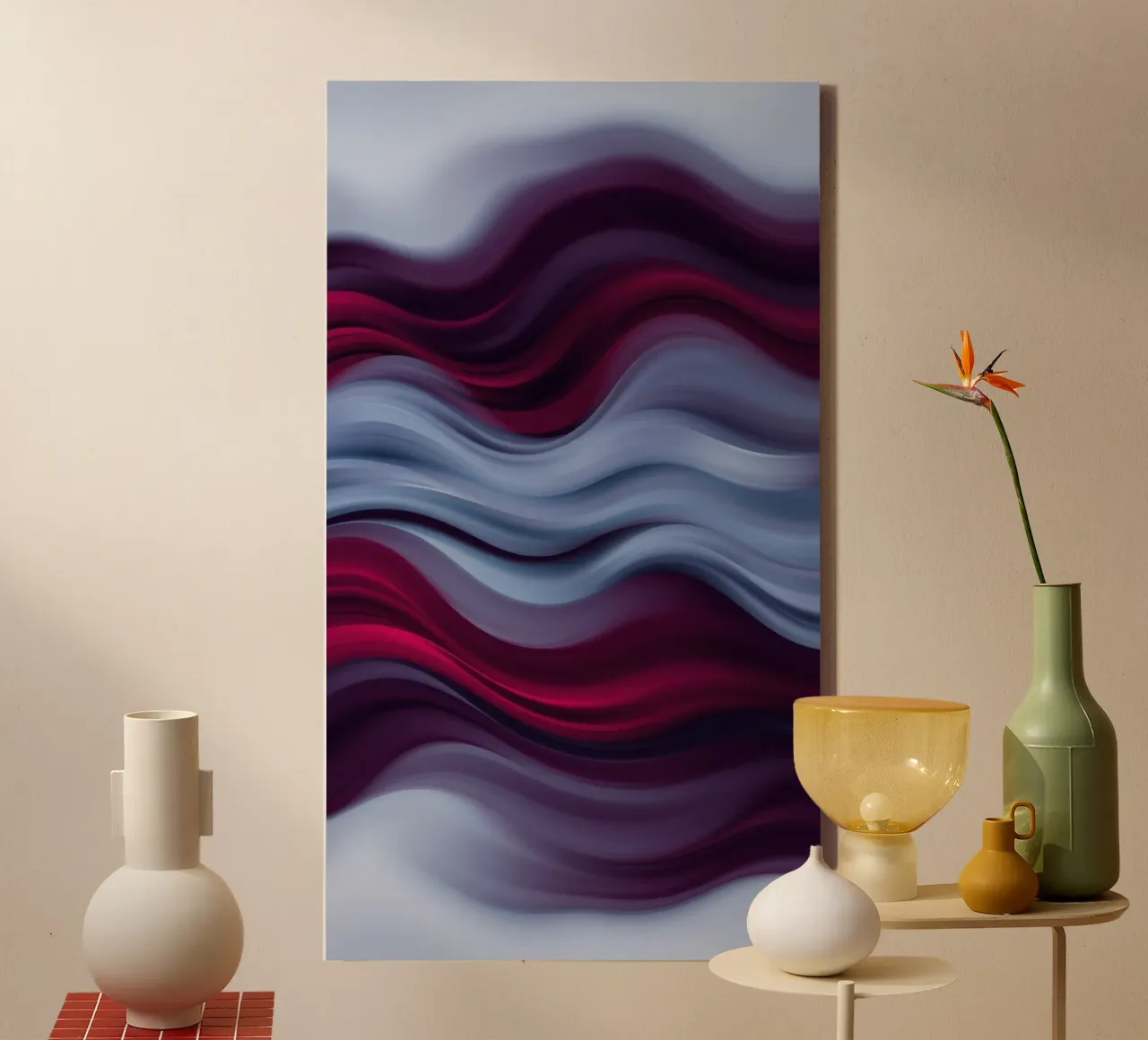 Abstract waves of red and blue create a soothing effect canvas by DesignDoodle