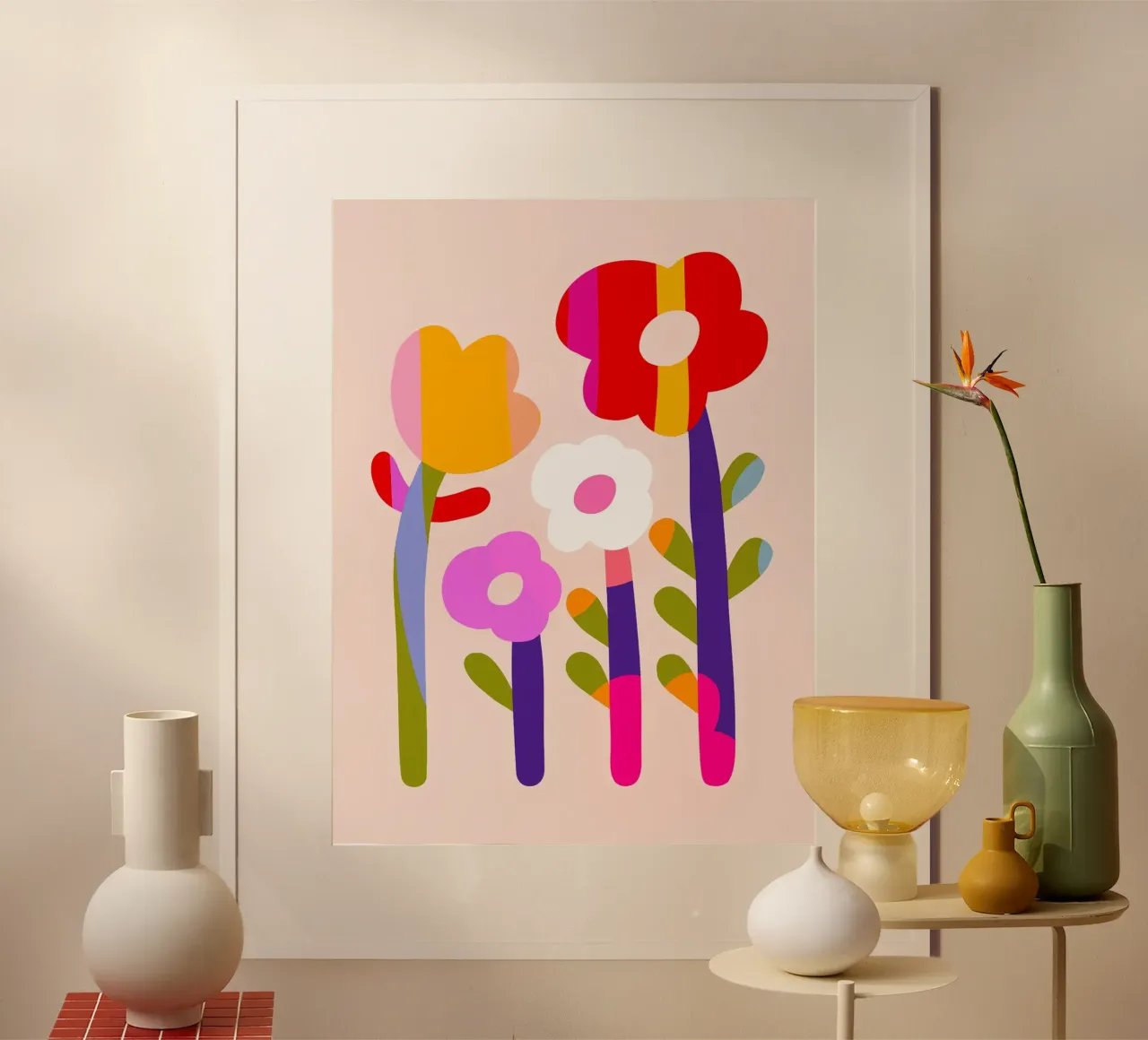 Bold andColourful Daisies • Bold Modern Retro Floral Collage poster by Dominique Vari
