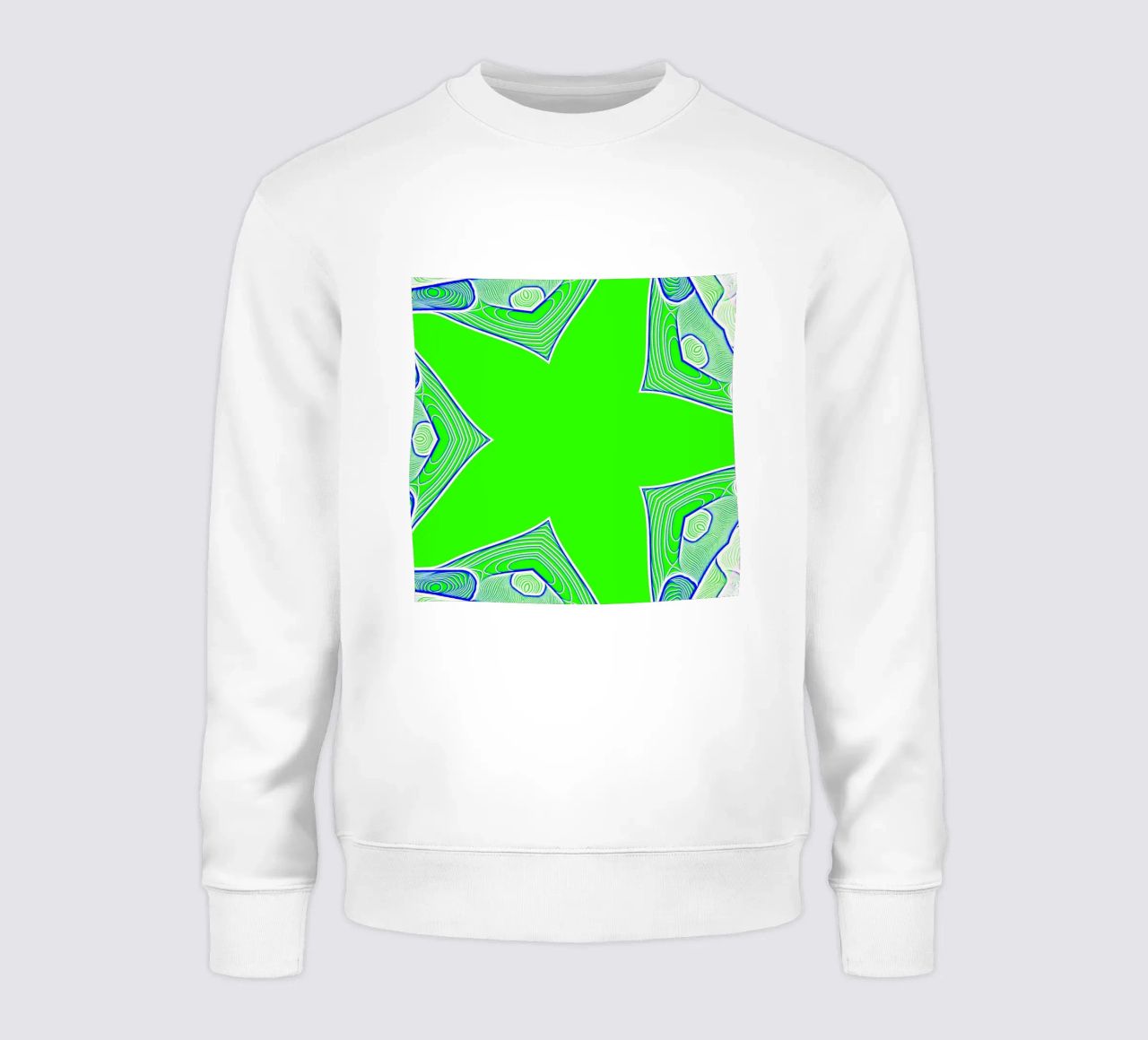 5-pointed star in green, can be personalised with text (name) sweatshirt by Gürsel Yesil Digital Art