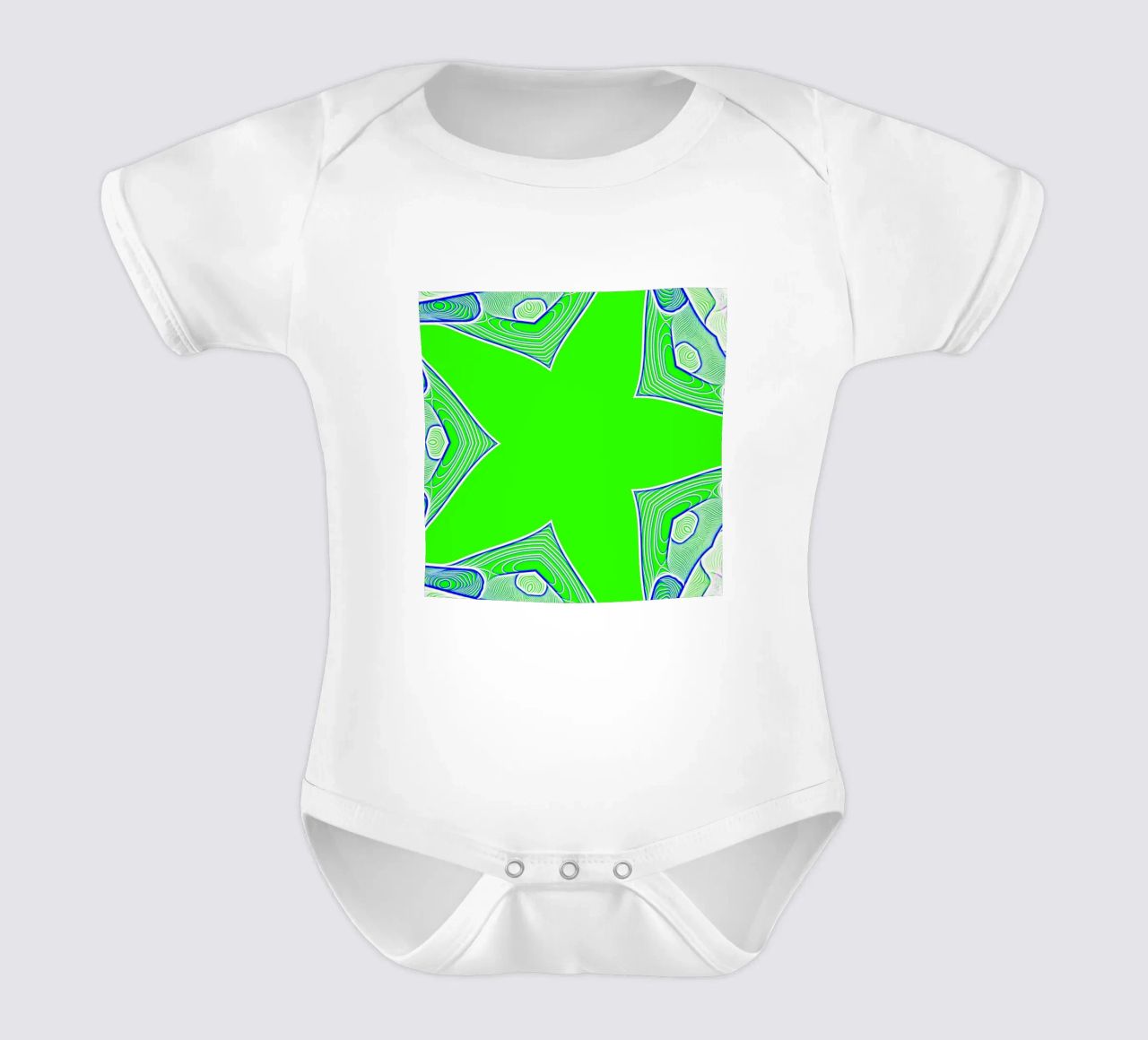 5-pointed star in green, can be personalised with text (name) short-sleeve baby romper by Gürsel Yesil Digital Art