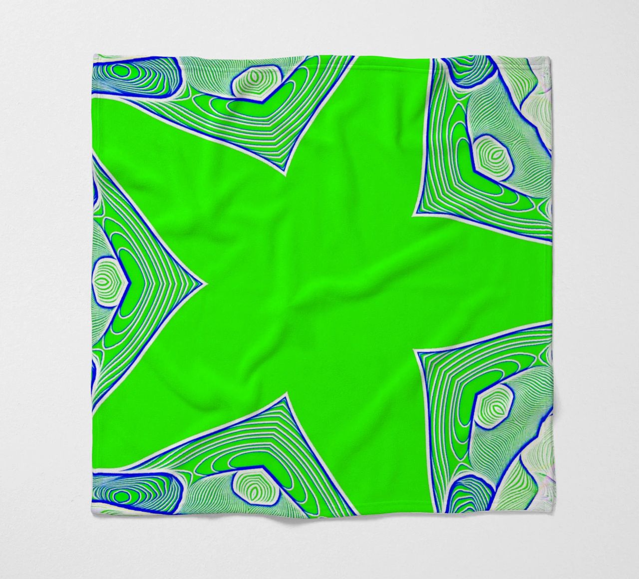 5-pointed star in green, can be personalised with text (name) fleece blanket by Gürsel Yesil Digital Art