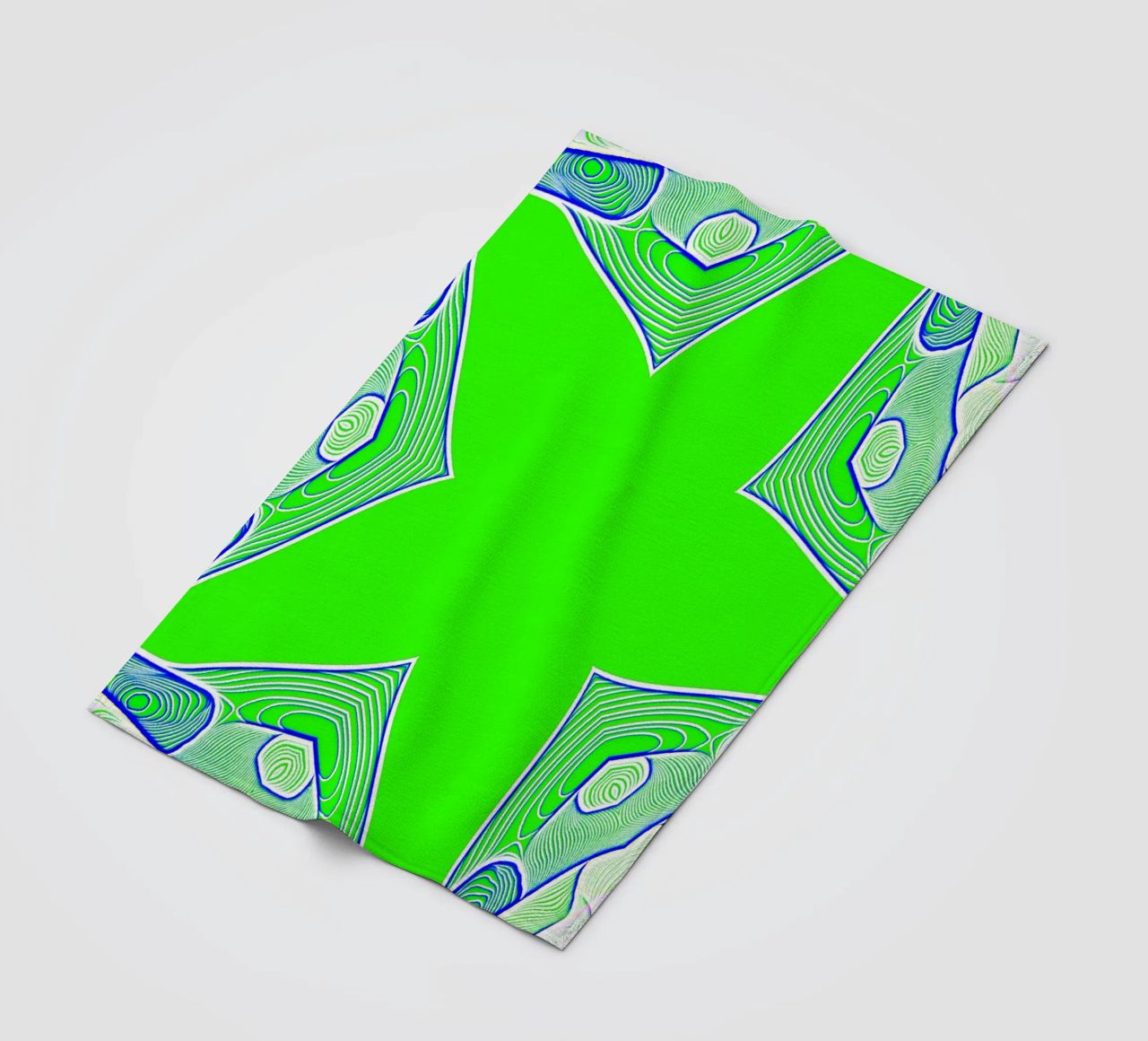 5-pointed star in green, can be personalised with text (name) fleece blanket by Gürsel Yesil Digital Art