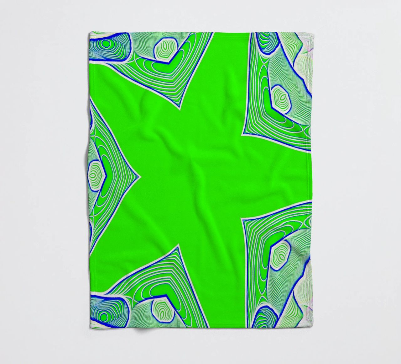 5-pointed star in green, can be personalised with text (name) fleece blanket by Gürsel Yesil Digital Art