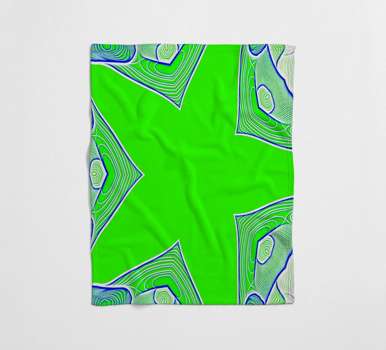 5-pointed star in green, can be personalised with text (name) fleece blanket by Gürsel Yesil Digital Art