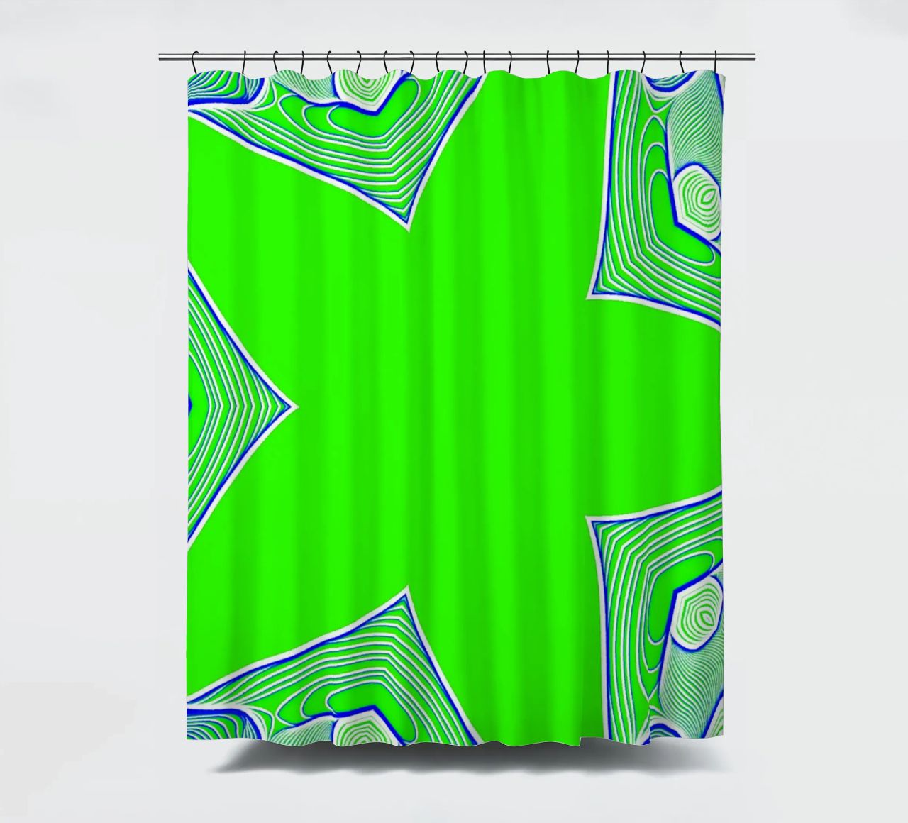 5-pointed star in green, can be personalised with text (name) shower curtain by Gürsel Yesil Digital Art
