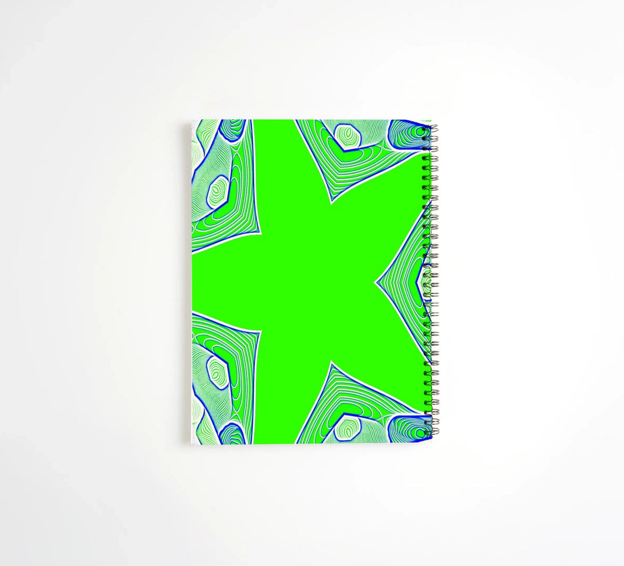 5-pointed star in green, can be personalised with text (name) spiral notebook by Gürsel Yesil Digital Art