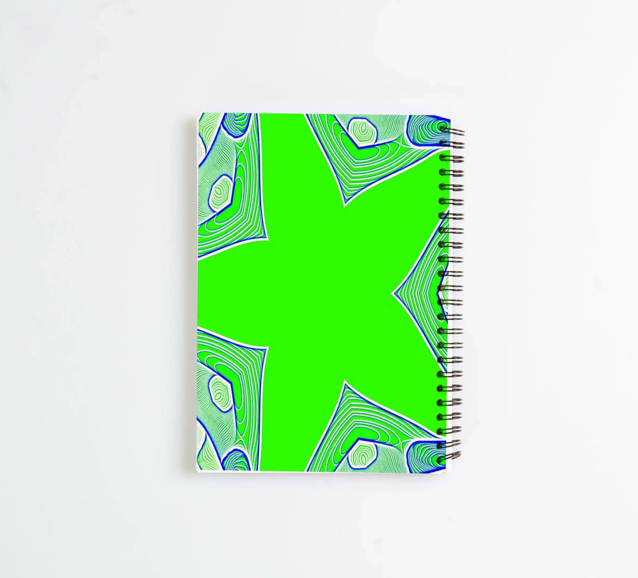 5-pointed star in green, can be personalised with text (name) spiral notebook by Gürsel Yesil Digital Art