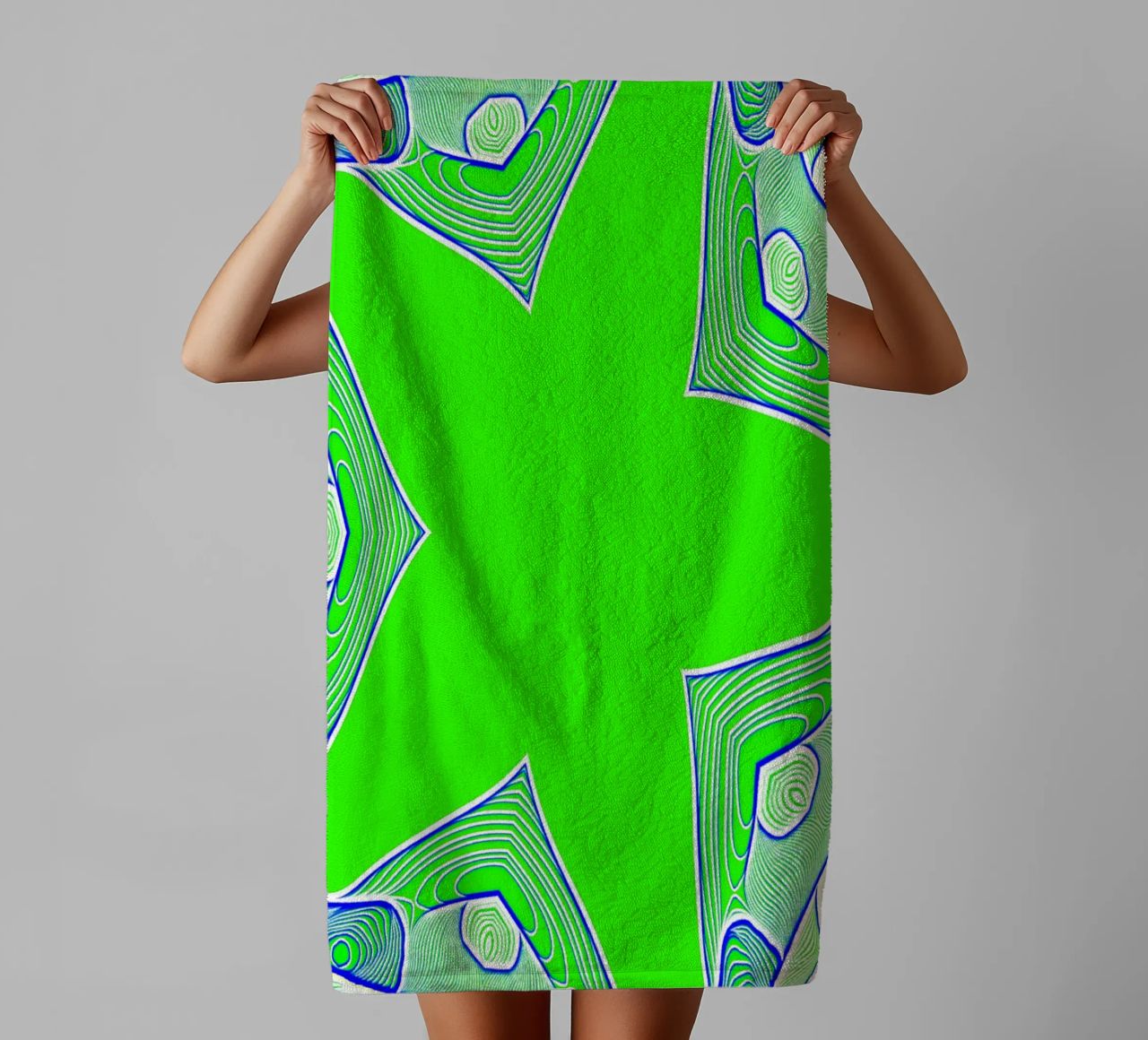 5-pointed star in green, can be personalised with text (name) towel by Gürsel Yesil Digital Art