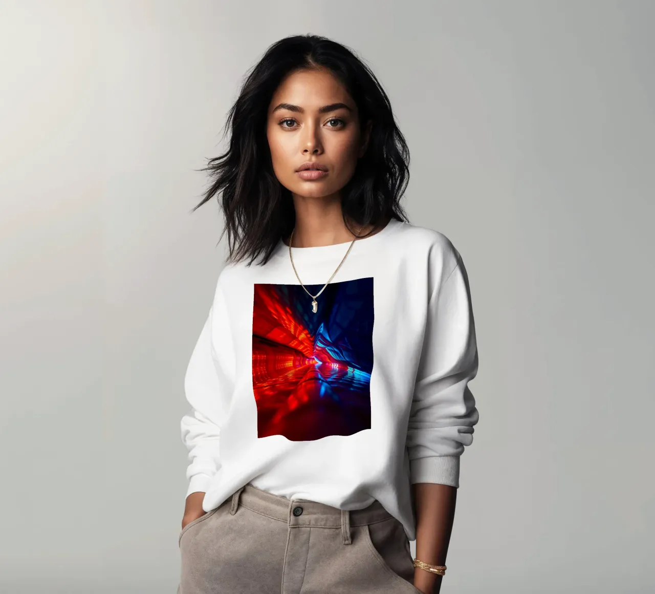 abstraction featuring dynamic colors and reflections suitabl sweatshirt by DesignDoodle
