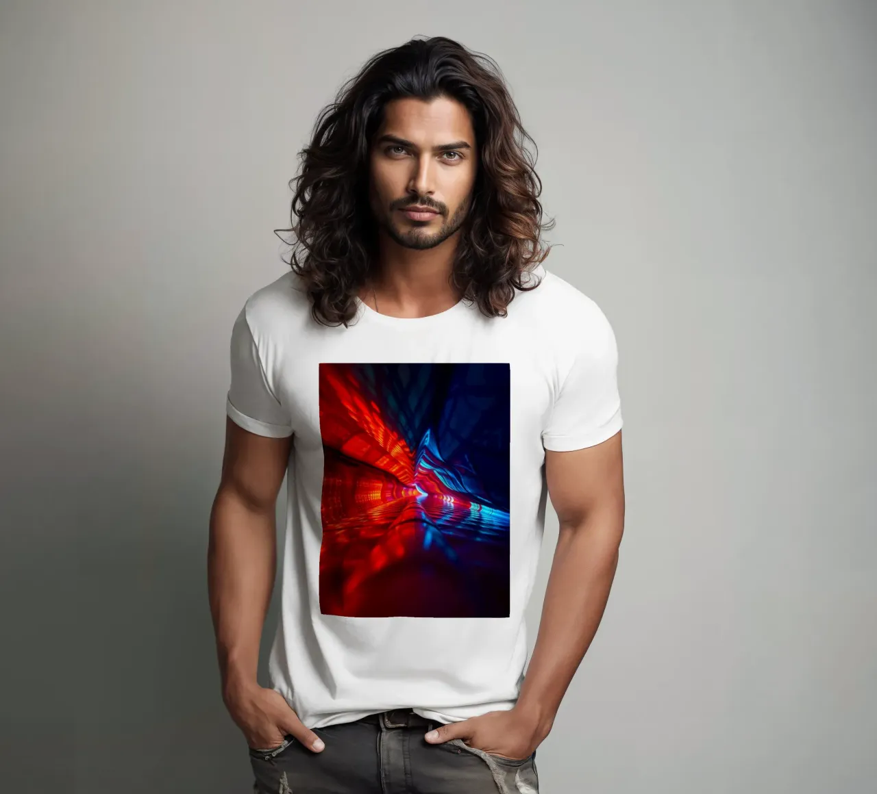 abstraction featuring dynamic colors and reflections suitabl t-shirt by DesignDoodle