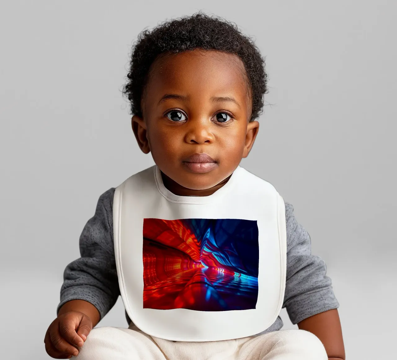 abstraction featuring dynamic colors and reflections suitabl baby bib by DesignDoodle