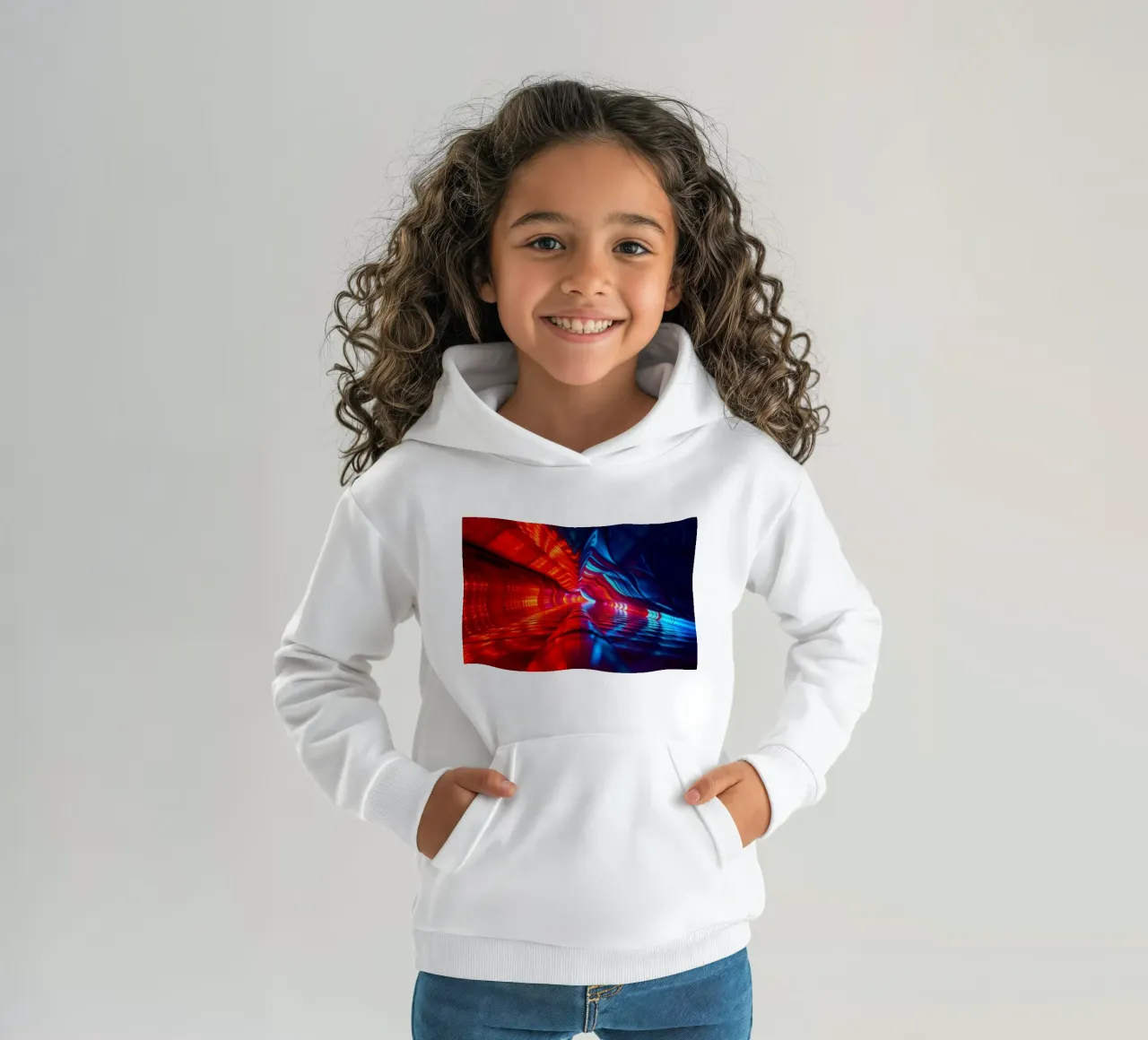 astrazione caratterizzata da colori e riflessi dinamici adatti a felpa bambino con cappuccio da DesignDoodle