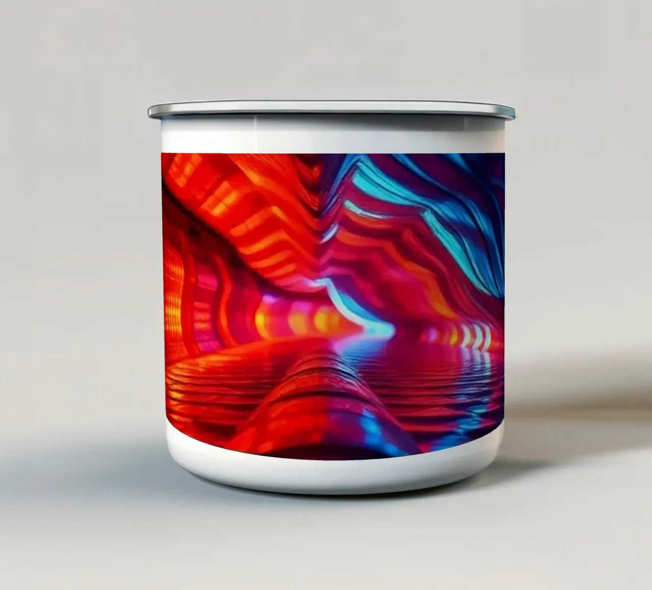 abstraction featuring dynamic colors and reflections suitabl enamel mug by DesignDoodle