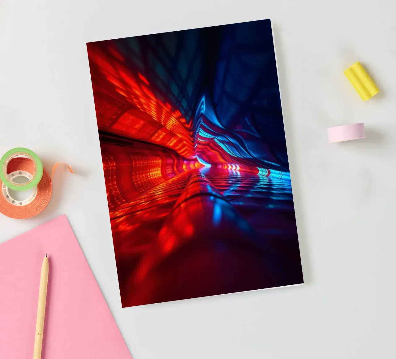 abstraction featuring dynamic colors and reflections suitabl notebook by DesignDoodle