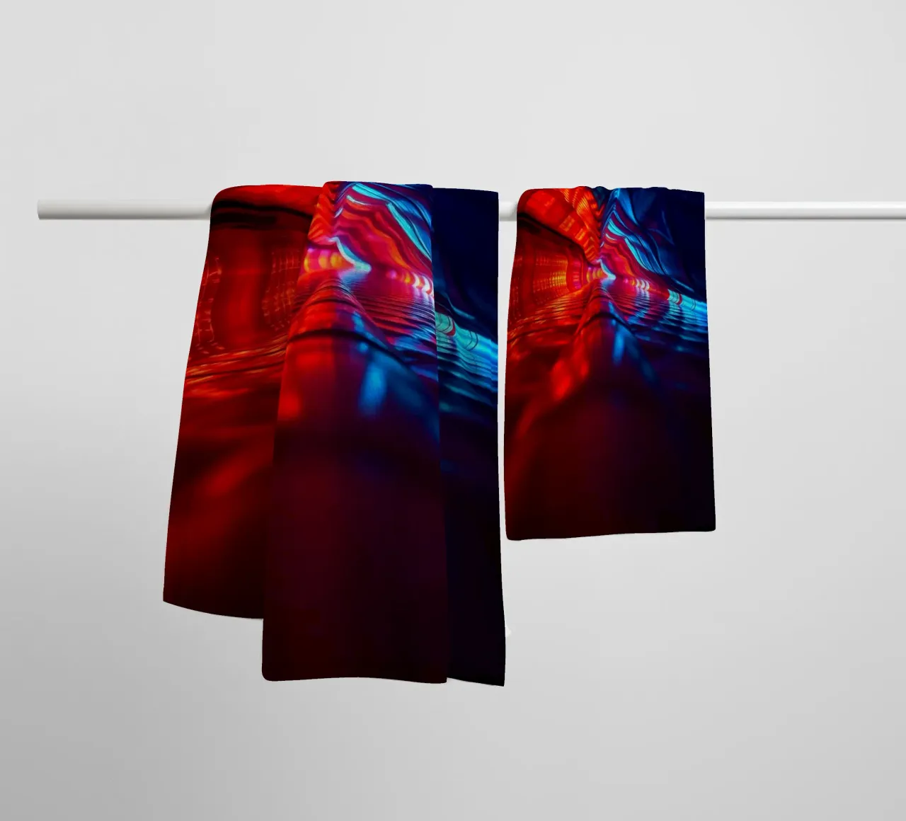 abstraction featuring dynamic colors and reflections suitabl towel by DesignDoodle