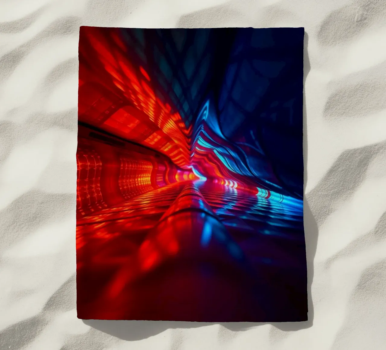 abstraction featuring dynamic colors and reflections suitabl beach towel by DesignDoodle