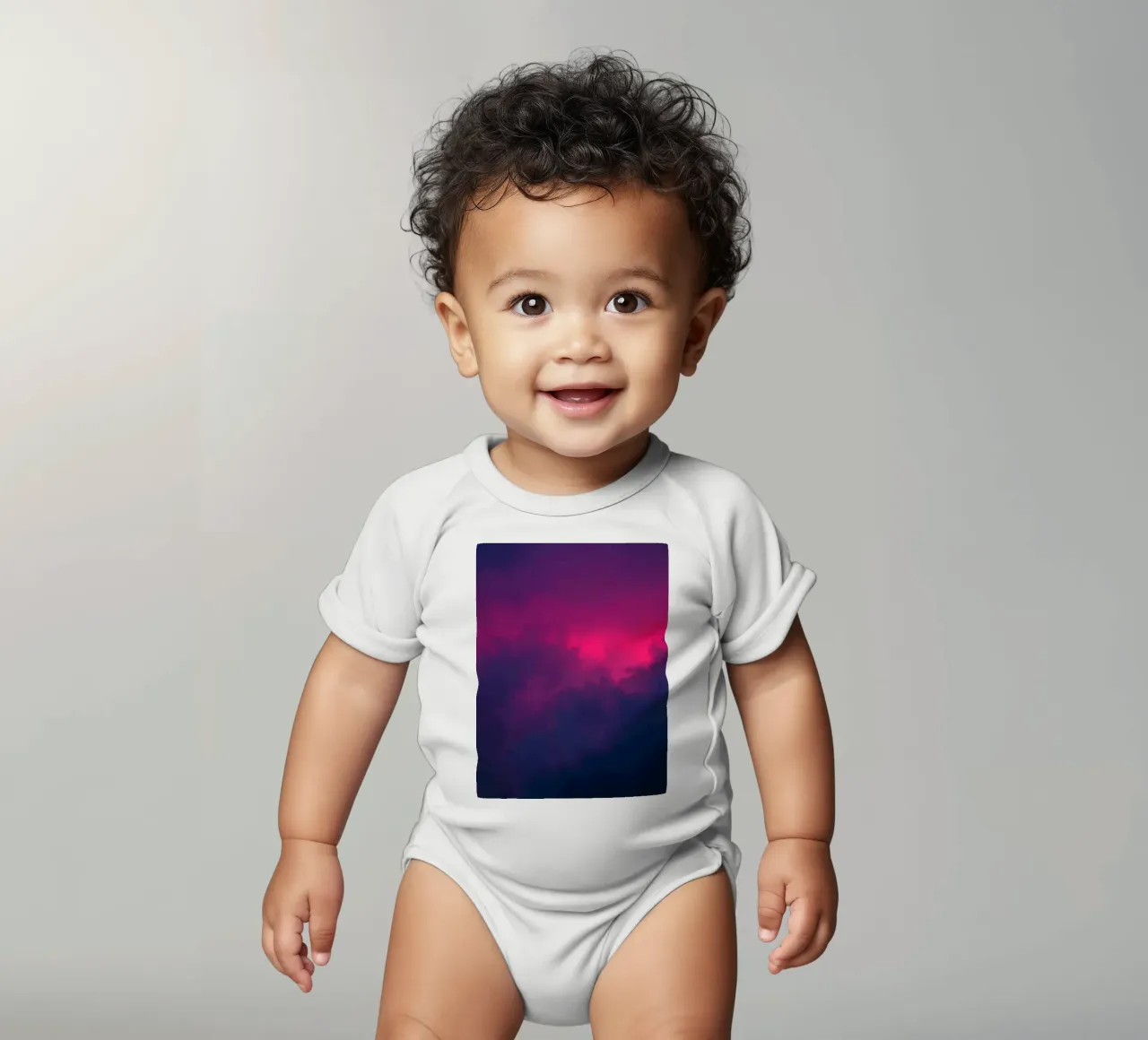 abstract background with vibrant clouds and soft gradients short-sleeve baby romper by DesignDoodle