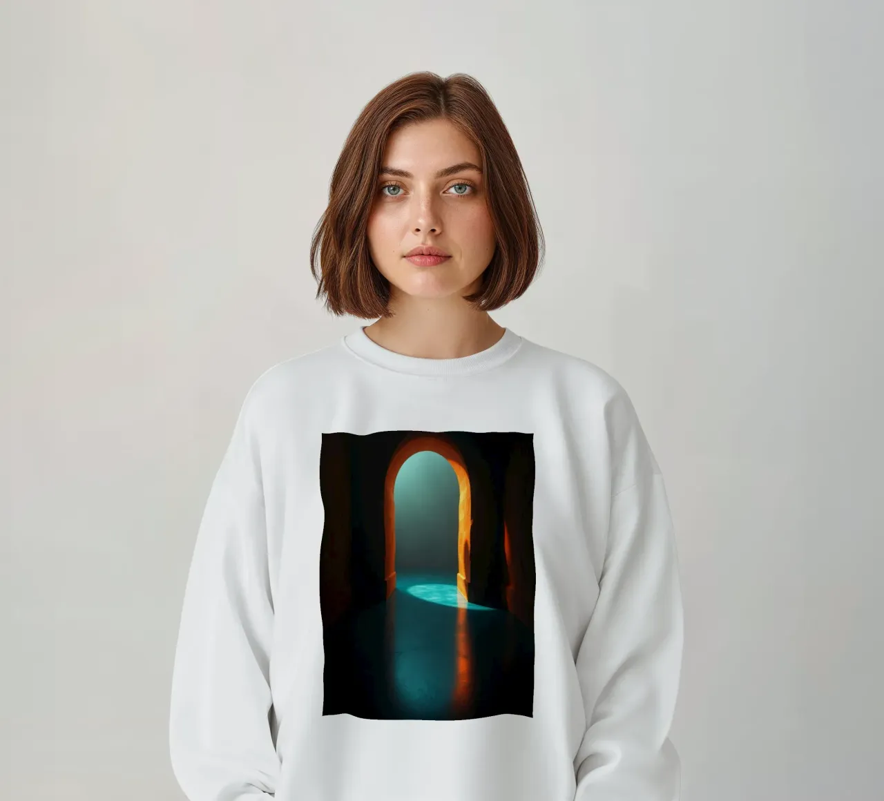 Bright light streaming through a calm archway sweatshirt by DesignDoodle