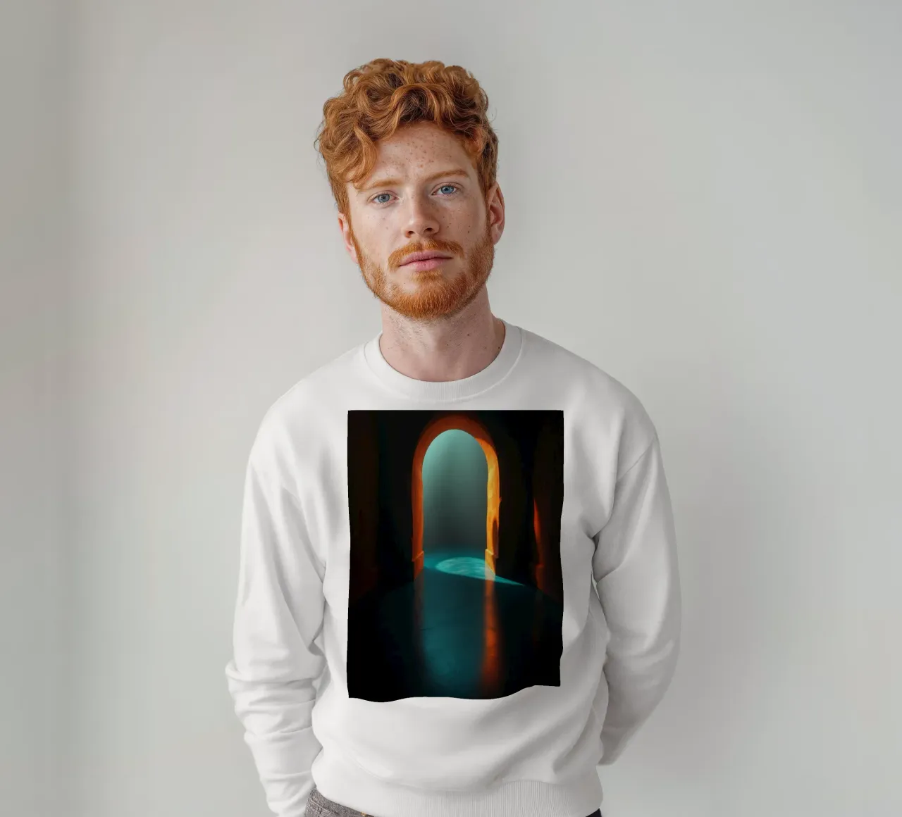 Bright light streaming through a calm archway sweatshirt by DesignDoodle